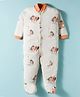 Kidi Wav Full Sleeves Fishing Squirrel Printed Sleepsuit - Brown