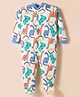 Kidi Wav Full Sleeves Dinosaurs Printed Sleepsuit - White