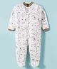 Kidi Wav Full Sleeves Animals Printed Sleepsuit - Grey
