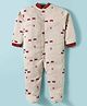Kidi Wav Full Sleeves Fire Truck Printed Sleepsuit - Multi Colour