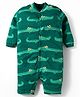 Kidi Wav Full Sleeves Crocodile Printed Romper - Green