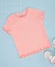 Pantaloons Junior Cotton Knit Half Sleeves Ruffle Detail Tee - Pink