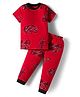 Kidi Wav Half Sleeves Monster Truck Printed Tee & Joggers Set - Red