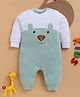 Wonderchild Full Sleeves Teddy Bear Patch Detailed Romper - Olive Green & White