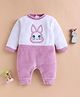 Wonderchild Full Sleeves Baby Bunny Patch Detailed Romper - White & Mauve