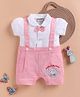 Wonderchild Half Sleeves Bunny Badge Detailed Romper  - White & Peach
