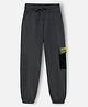 Nap Chief Pure Cotton Knit Colour Blocked Vibe Check Text Printed Cargo Joggers - Dark Grey