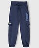 Nap Chief Pure Cotton Knit  Chief Text Printed Cargo Joggers - Navy Blue
