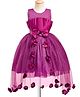 Enfance Sleeveless Floral & Bow Applique Detailed Tailback Dress - Wine