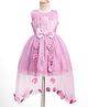 Enfance Sleeveless Floral & Bow Applique Detailed Tailback Knee Length Dress - Pink