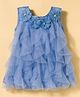Enfance Sleeveless Stone & Pearl Embellished Floral Applique Detailed Knee Length Dress - Blue