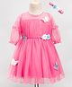 Enfance Sleeveless Floral & Butterfly Applique Detailed Knee Length Dress With Headband - Onion Pink
