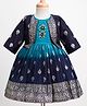 Enfance Full Sleeves Stone & Sequins Embellished Floral Embroidered & Foil Printed Knee Length Dress With Jacket - Blue