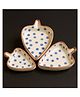 VOIDROP Ceramic Serving Platter 3 Small Leaf-Shaped Plates Perfect for Serving Sweets, Cookies, Dry Fruits, Mouth Freshner & Snacks (Blue & White)