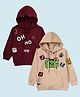 Kiddopanti Fleece Knit Christmas & Halloween Theme Pack Of 2 Typography Printed Light Winter Hoodies - Maroon & Beige