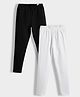 Orange Sugar Cotton Lycra Knit Pack Of 2 Solid Stretchable Leggings - Black & White