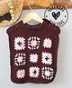 Woonie Hand Knitted Sleeveless Floral Crochet Designed Sweater - Brown