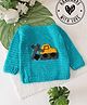 Woonie Hand Knit Full Sleeves Excavator Designed Crochet Sweater - Blue
