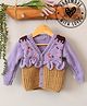 Woonie Hand Knit Full Sleeves Cupcake Designed Cardigan - Lavender