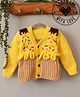 Woonie Hand Knit Full Sleeves Cupcake Designed Cardigan - Yellow