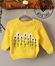 Woonie Hand Knit Full Sleeves Floral Designed Sweater - Yellow