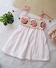 Woonie Cotton Woven Sleeveless Floral Crochet Designed Dress - Pink
