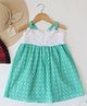 Woonie Cotton Woven Sleeveless Schiffli Embroidered Summer Dress - Green