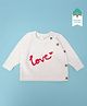 Keebee Organics Organic Cotton Knit Full Sleeves Love Text Designed Sweater - White
