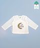 Keebee Organics Organic Cotton Woven Full Sleeves Floral & Typography Embroidered Jhabla - White
