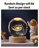 ADKD 3D Crystal Ball LED Night Lamp with Wooden Base  Decorative Light for Kids Room, Bedroom & Home Decoration (Random Design)