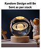 ADKD 3D Crystal Ball LED Night Lamp with Wooden Base  Decorative Light for Kids Room, Bedroom & Home Decoration (Random Design)