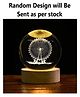 ADKD 3D Crystal Ball LED Night Lamp with Wooden Base  Decorative Light for Kids Room, Bedroom & Home Decoration (Random Design)