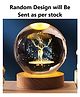 ADKD 3D Crystal Ball LED Night Lamp with Wooden Base  Decorative Light for Kids Room, Bedroom & Home Decoration (Random Design)