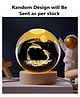 ADKD 3D Crystal Ball LED Night Lamp with Wooden Base  Decorative Light for Kids Room, Bedroom & Home Decoration (Random Design)