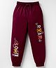Taeko Single Jersey Knit Full Length Lounge Pant With Text Print - Maroon