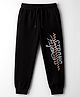 Taeko Looper Knit Full Length Lounge Pant With Text Print - Black