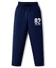 Taeko Single Jersey Knit Full Length Track Pant With Text Print - Navy Blue