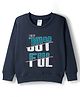 Taeko Fleece Knit Full Sleeves Sweatshirt with Text Graphic - Navy Blue