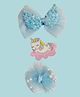 KIDLINGSS Set Of 3 Sequins Embellished Bow & Unicorn Applique Detailed Alligator Hair Clips  - Light Blue