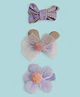 KIDLINGSS Set Of 3 Floral & Bow Applique Detailed Alligator Hair Clips - Purple