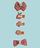 KIDLINGSS Set Of 5 Floral & Mushroom Applique Detailed Alligator Hair Clips - Orange