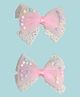 KIDLINGSS Set Of 2 Bow Applique Detailed Alligator Hair Clips - Light Pink