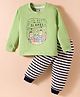 Taeko Single Jersey Knit Full Sleeves Printed T-Shirt & Lounge Pant Set - Light Green