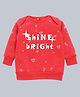 Kadam Baby Cotton Knit Diwali Theme Full Sleeves Shine Bright Text Printed Light Winter Sweatshirt - Red