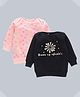 Kadam Baby Cotton Diwali Theme Pack Of 2 Full Sleeves Born To Sparkle Text Printed Light Winter Sweatshirts - Black & Pink