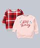 Kadam Baby Cotton Diwali Theme Pack Of 2 Full Sleeves Keep Shining Text Printed Light Winter Sweatshirts - Red & Pink