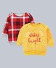 Kadam Baby Cotton Diwali Theme Pack Of 2 Full Sleeves Shine Bright Text Printed Light Winter Sweatshirts - Red & Yellow