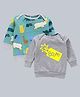 Kadam Baby Cotton Diwali Theme Pack Of 2 Full Sleeves Boom Text Printed Light Winter Sweatshirts - Green & Grey