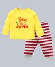 Kadam Baby Cotton Knit Diwali Theme Full Sleeves Born To Sparkle Text Printed Tee & Joggers Set - Yellow & Red