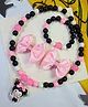 Kamule Halloween Theme Spooky Cat Applique Detailed Beads Embellished Jewellery Combo Set - Pink & Black